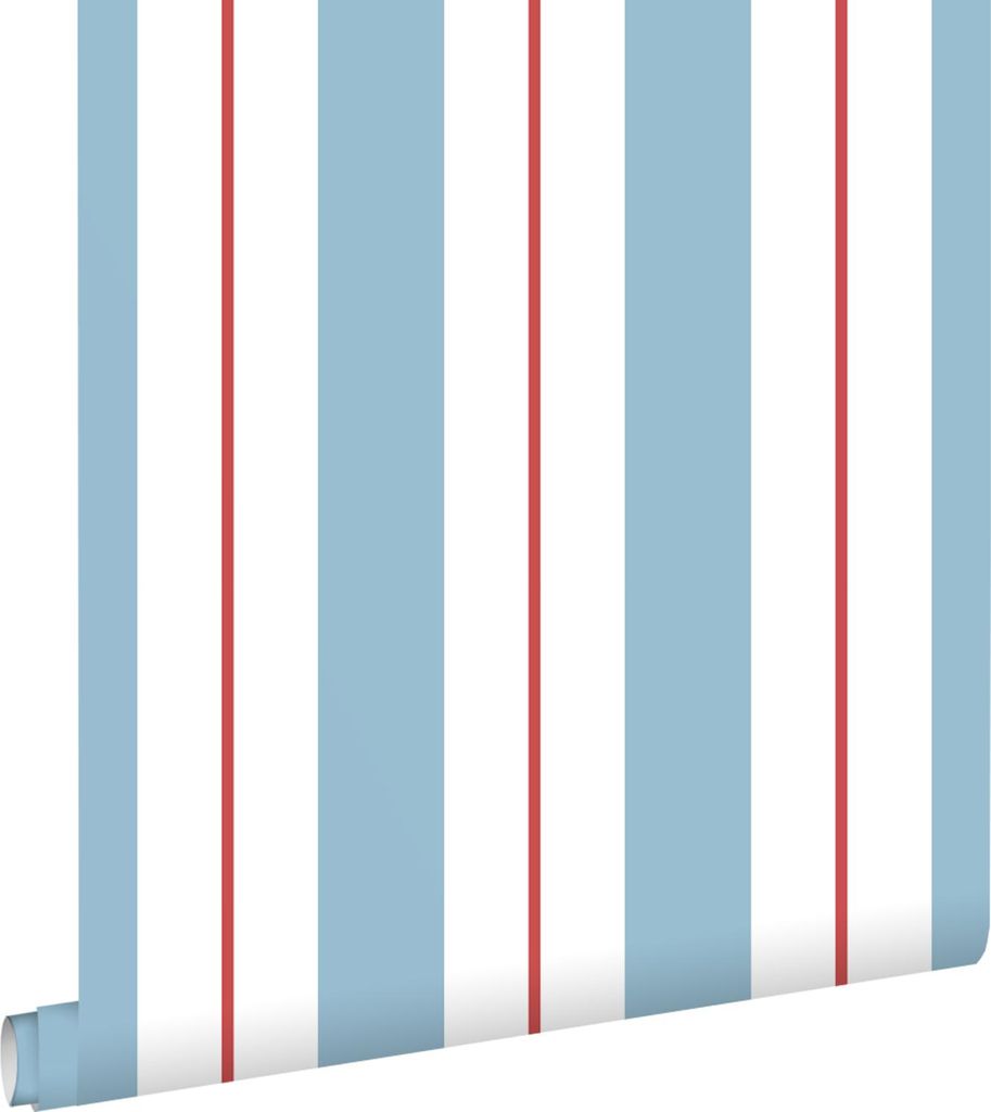 ESTAhome behang strepen blauw en rood 0.53 x 10.05 m Productafbeelding 