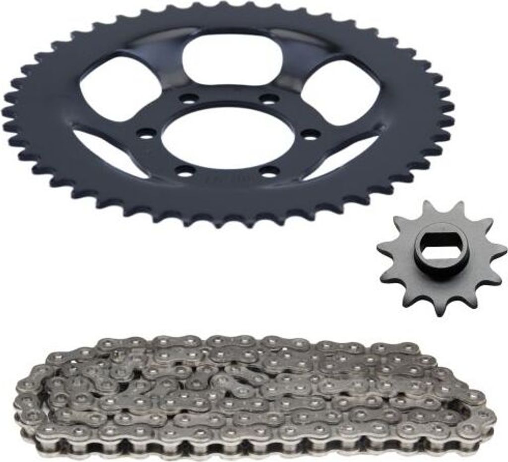 Kettensatz 3-teilig schwarz 11/47 Zähne für Zündapp CS 25 Typ 448-140 448-141 (ab Motor Nr. 9954286)