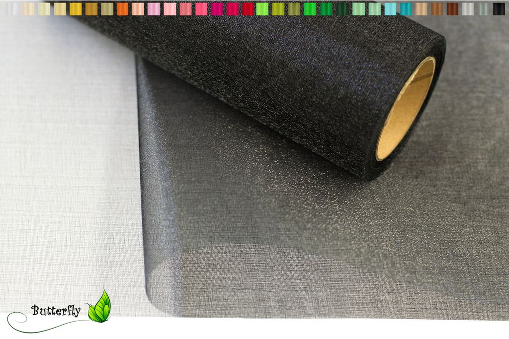 9m Rolle Organza 36cm SNOW, Farbauswahl:schwarz 030