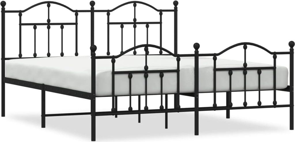 vidaXL Metallbett ohne Matratze mit Fußteil Schwarz 180x200 cm