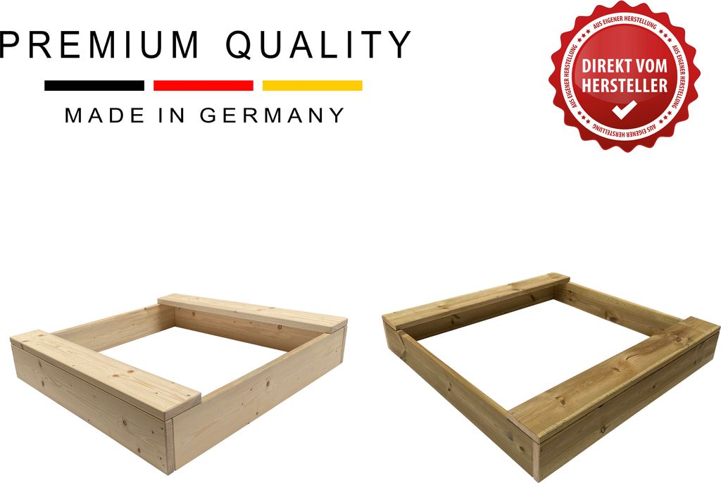 Sandkasten Mini Sandkiste Sandbox Beach aus Massivholz in den Breiten 80, 100, 120 cm Clamaro, Sandkasten mini:Imprägniert 80x80 cm