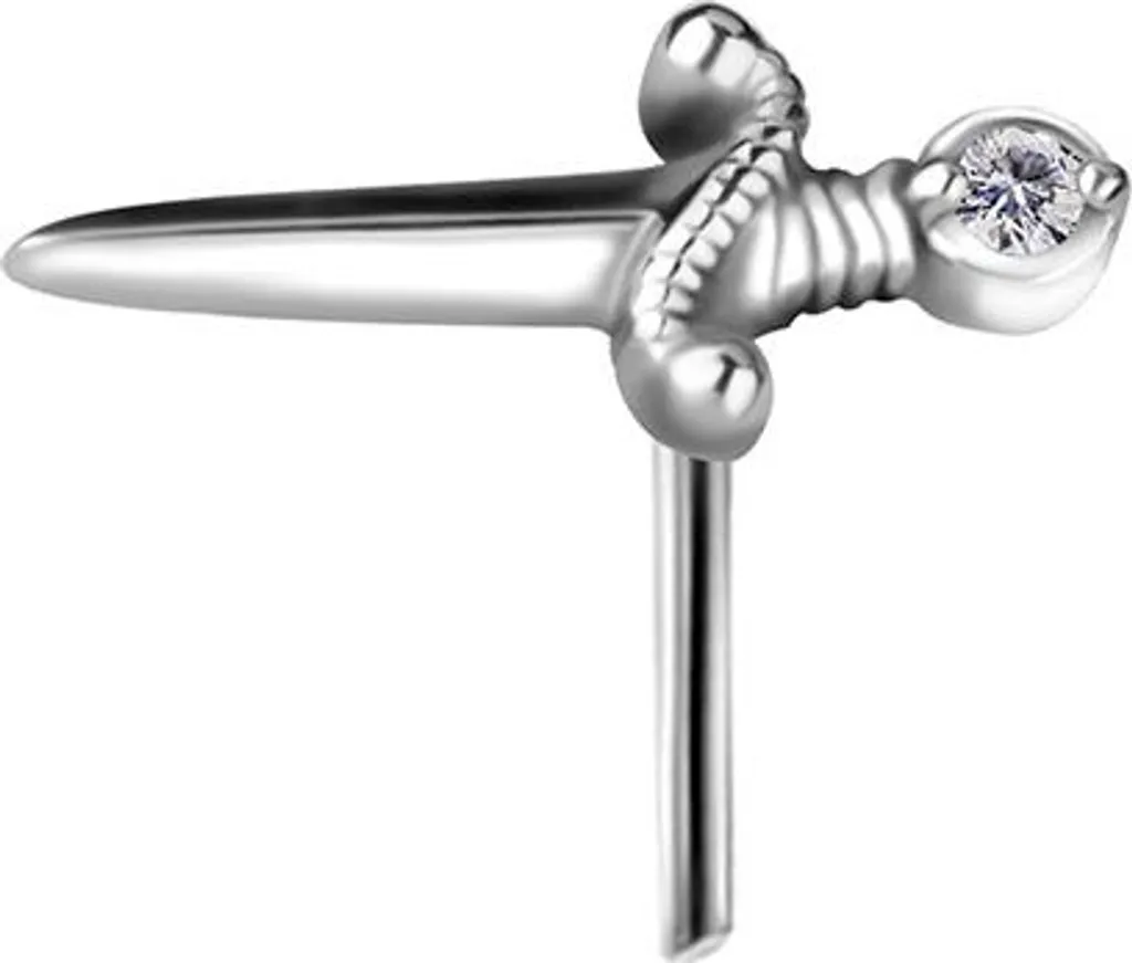 Écrou enfichable Push-In argent avec zircone PI-013 pour piercing luxe