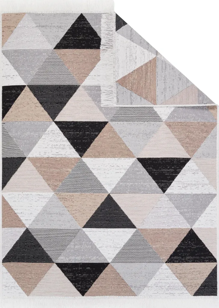 Tapis de couloir ou petit salon AZTECA 80x150 cm déco moderne beige gris
