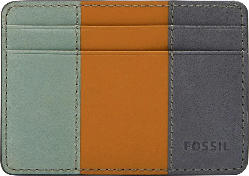 FOSSIL portacarte Everett Card Case Sage grigio marrone