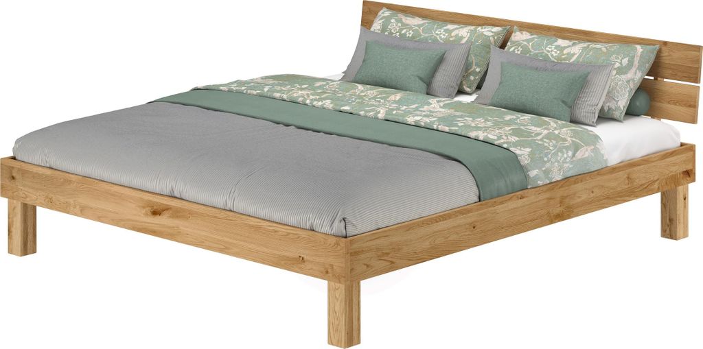 Stabiles Ehebett Doppelbett 180x200 Eiche massiv geölt Zubehör wählbar V-60.88-18ohne Zubehör