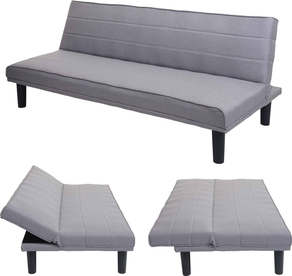 Schlafsofa MCW-J17, Couch Klappsofa Gästebett Bettsofa, Schlaffunktion Stoff/Textil 165cm grau