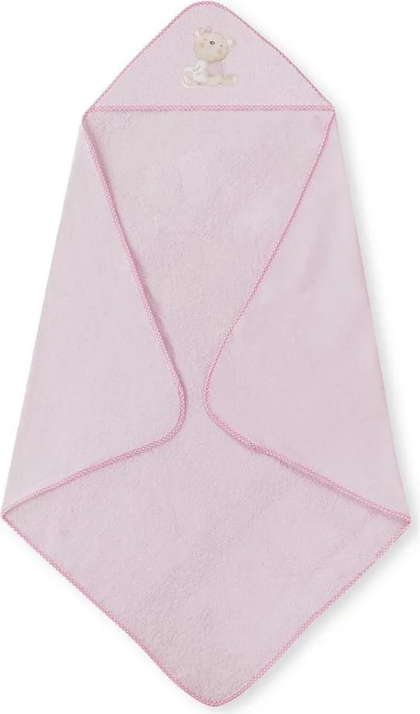 Kit Sortie de Bain Bébé Rose 100x100 cm : Serviette, Brosse et Peigne - 3
