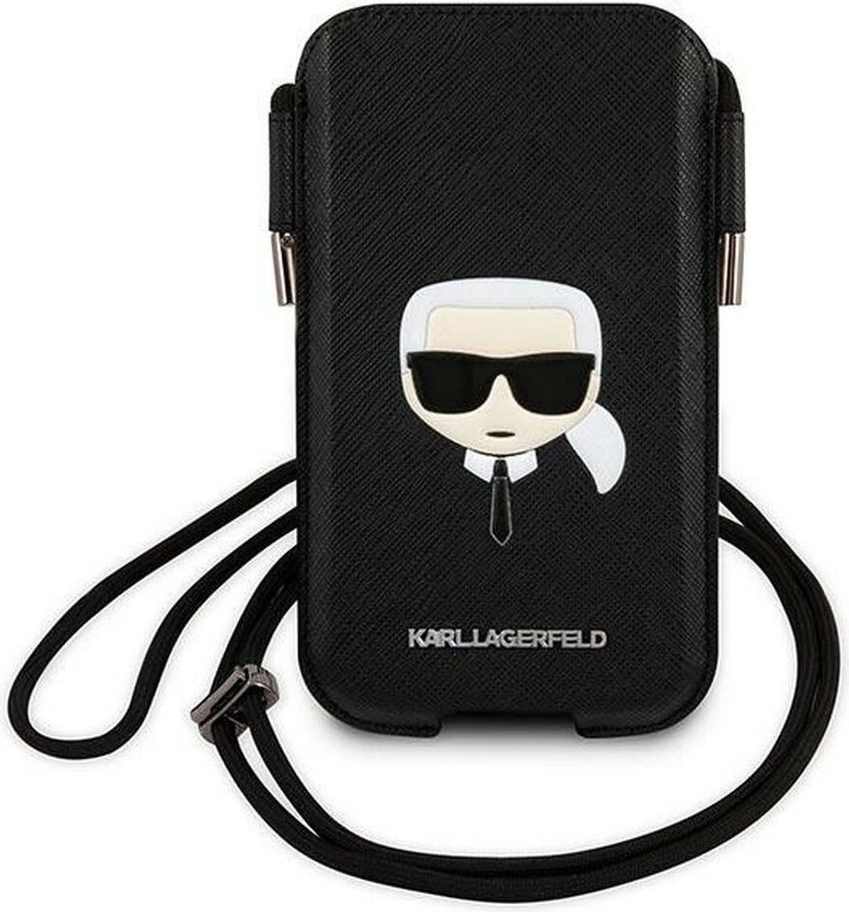 Karl Lagerfeld Torebka KLHCP12MOPHKHK 6,1" schwarzes Hardcase Saffiano Ikonik Karl`s Head Handytasche