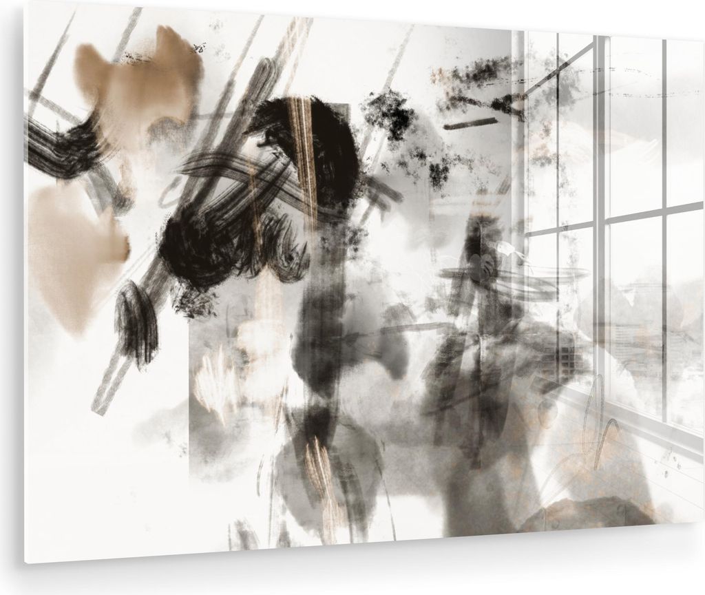 MuchoWow Glasbilder - Bilder auf Wandbild - Foto auf Glas Malerei - Farbe - Schwarz und Weiß - Kunst 60x40 cm Wanddekoration aus Glas - Acrylglasb...