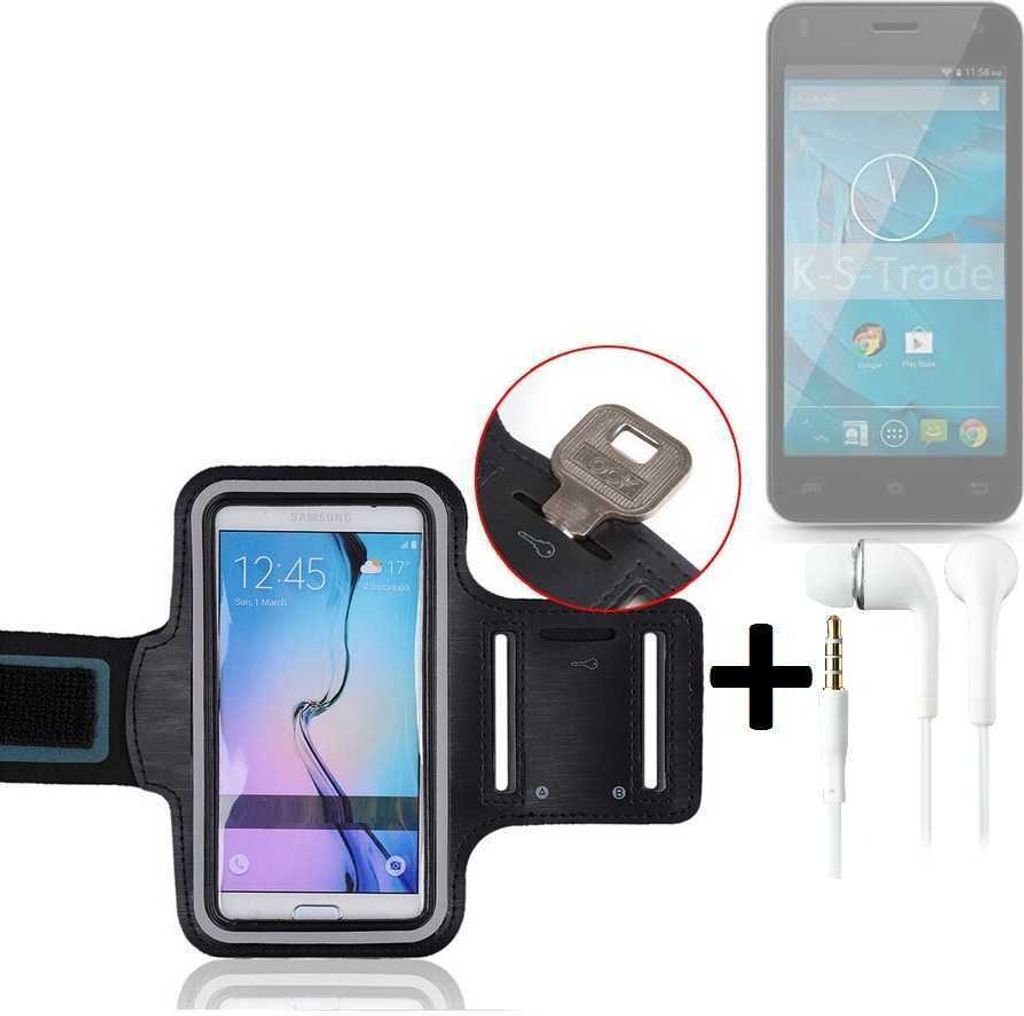 TOP SET kompatibel mit Qilive Q.4868 Neopren Jogging Armband Sportarmband Oberarmband kompatibel mit Qilive Q.4868 schwarz mit Reflektor Streifen +