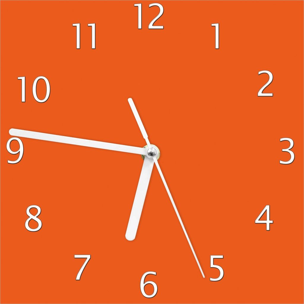 Wallario Design Wanduhr Orange aus Echtglas, Größe 20 x 20 cm