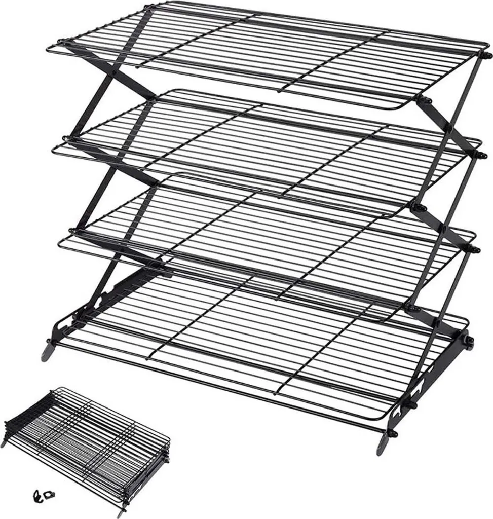 INF Étagère de Refroidissement à Gâteau 3 Niveaux Acier Inox Noir
