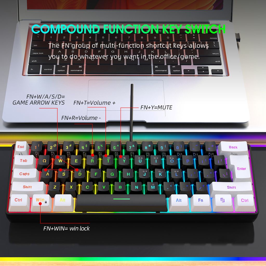 HXSJ V700BW+A869 USB-Computer-Tastatur und -Maus-Kit mit Produktbild 13