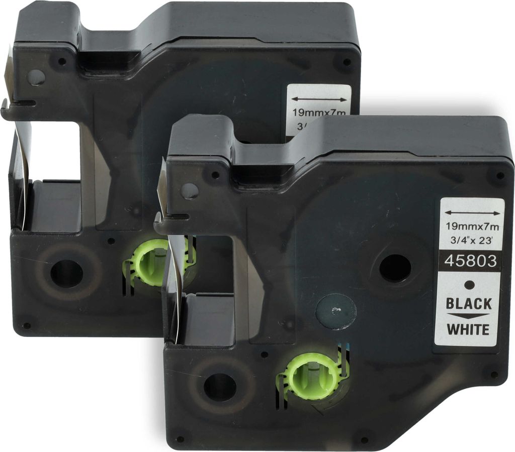 vhbw 2x Schriftband-Kassette kompatibel mit Dymo LabelManager 450D, 500TS, 500, PC II Etiketten-Drucker 7m x 19mm Schwarz auf Weiß