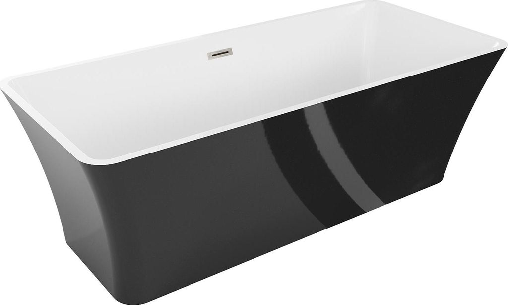 Mexen Tonia freistehende Badewanne 170 x 75 cm, weiß/schwarz, gebürsteter Nickelablauf - 52171707575-97
