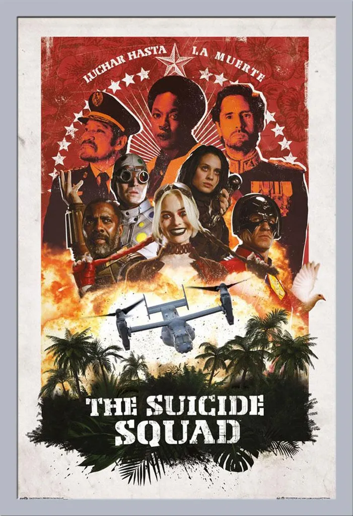 DC Comic - Poster - Suicide Squad - Gruppo + cornice rimovibile, Shinsuke® Maxi MDF argento, disco acrilico