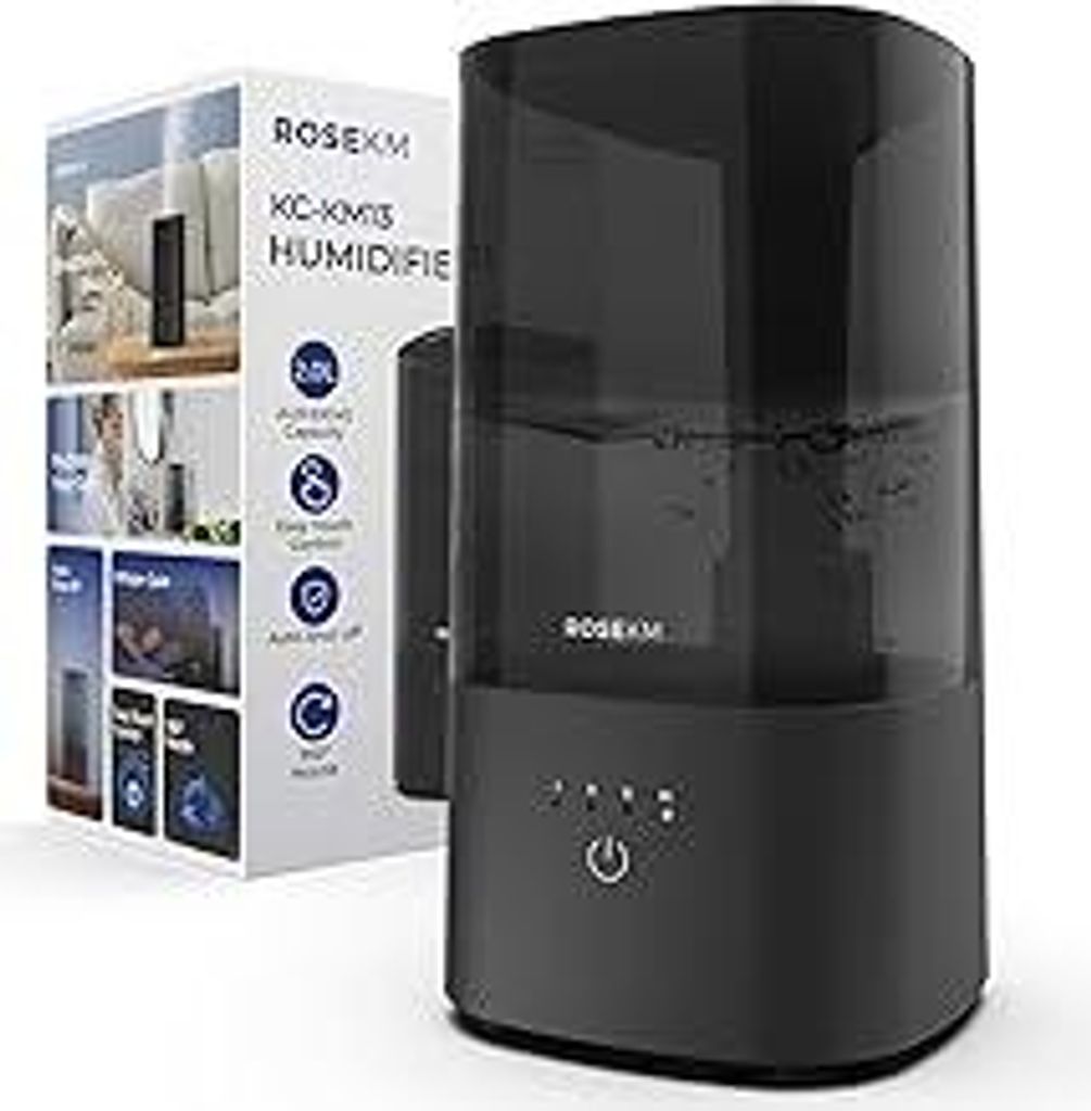 Roeskm Luftbefeuchter für Schlafzimmer, Kühlmist-Luftbefeuchter für zuhause, Pflanzen und Babyzimmer, leiser ultraschallbasiert mit 360°-Düse,...