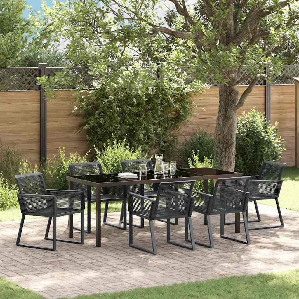 Maison Exclusive - Garten Essgruppe 7 pcs Schwarz Pulverbeschichteter Stahl