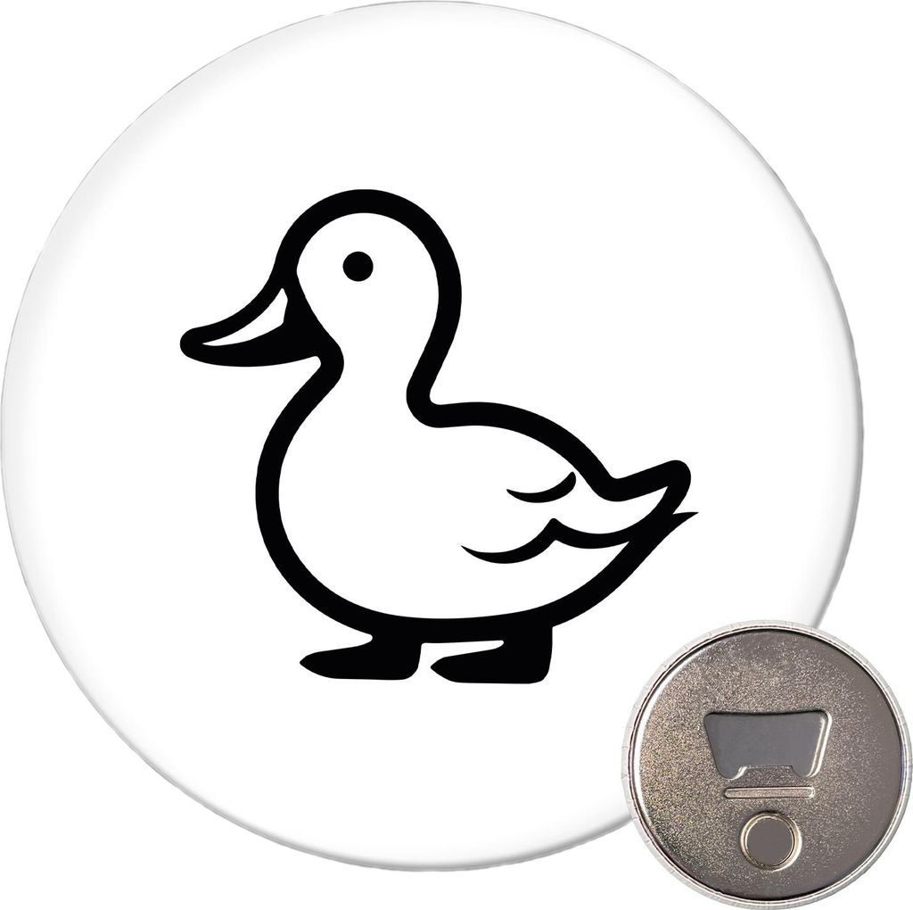 Huuraa Magnet Ente Silhouette 59mm Kühlschrankmagnet rund Flaschenöffner Geschenkidee