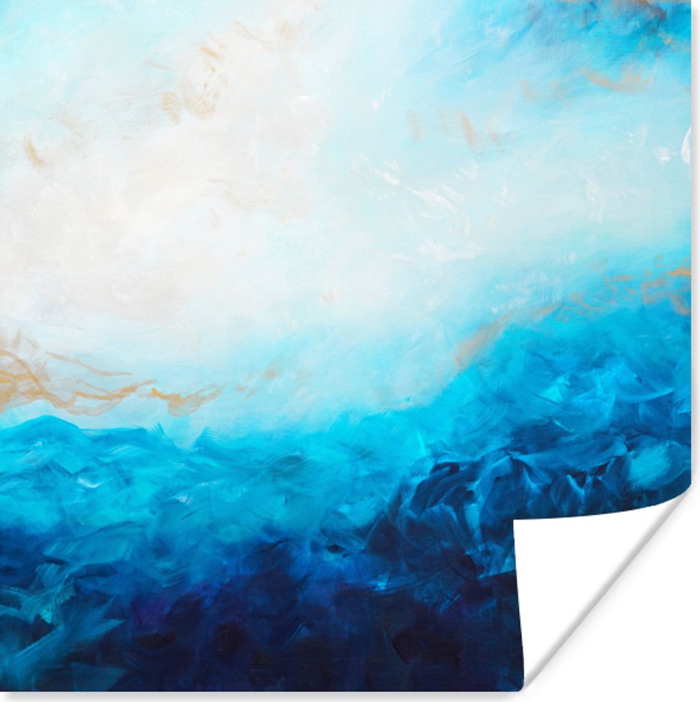 MuchoWow Poster Blau - Meer - Abstrakt - Farbe 30x30 cm - Wandposter - Printing