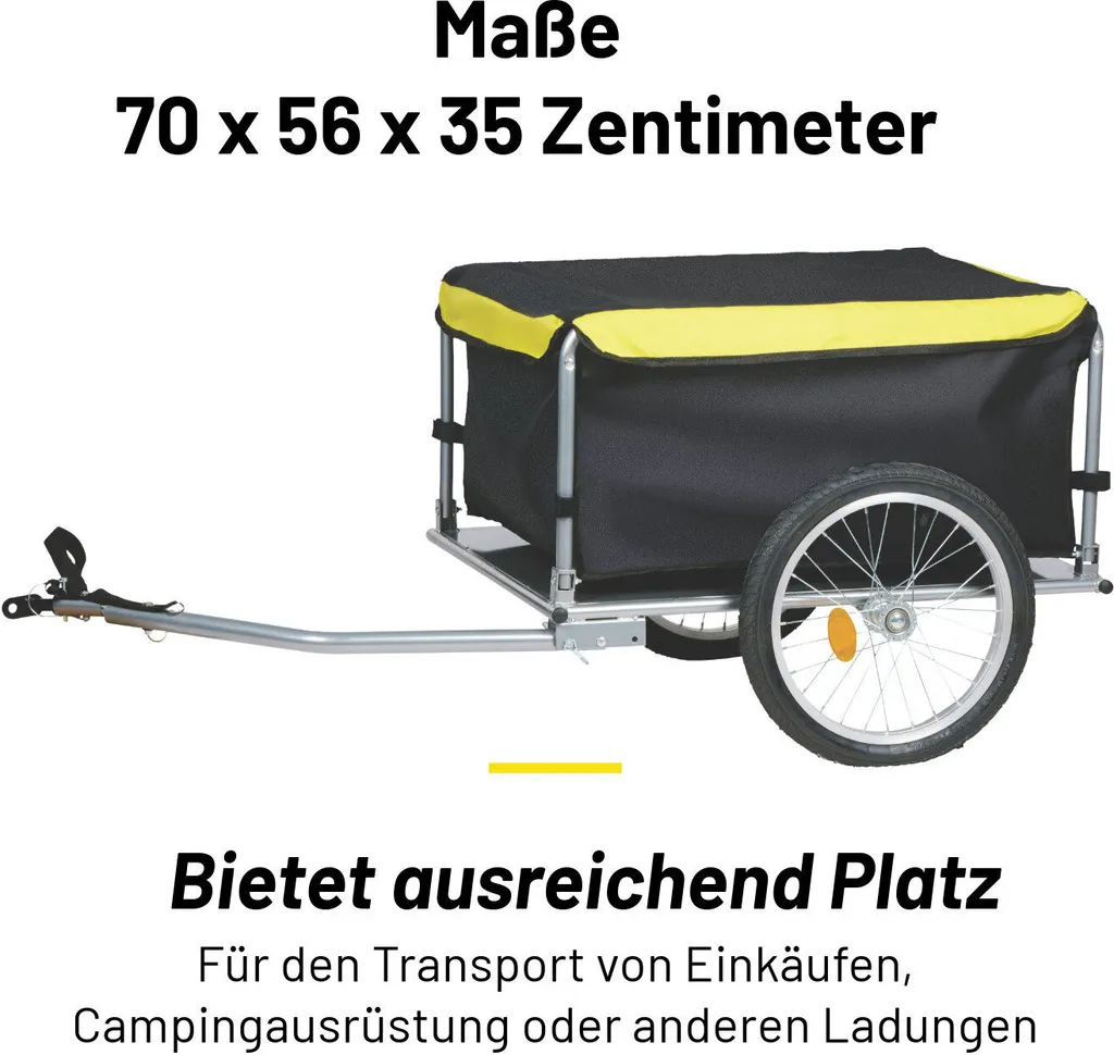 Remorque vélo cargo jaune avec bâche imperméable réglable Dunlop - 2