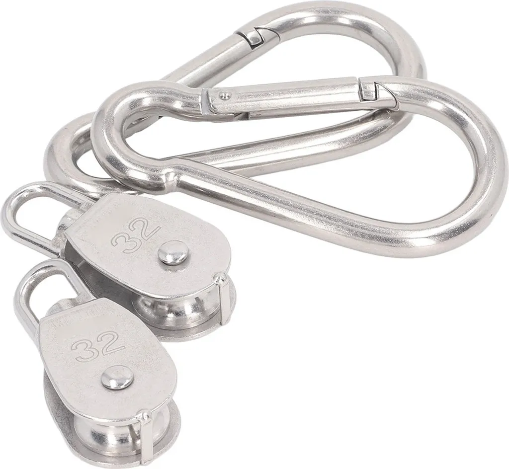 Poulie de manutention M32 anti-blocage avec mousquetons en inox