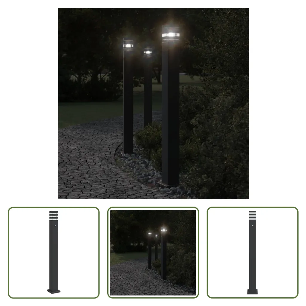 Lampione Moderno 110cm Alluminio Nero con PIR: Design e Funzionalità
