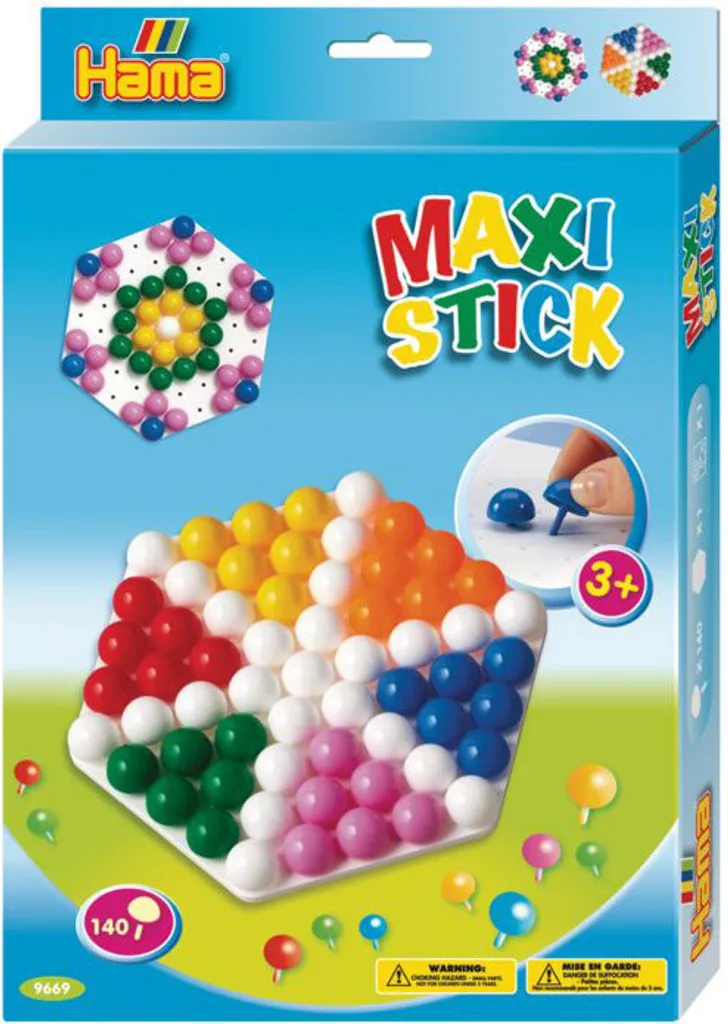 Hama Maxi Stick 9669 Connecteur Hexagone avec Perles et Boîte Cadeau