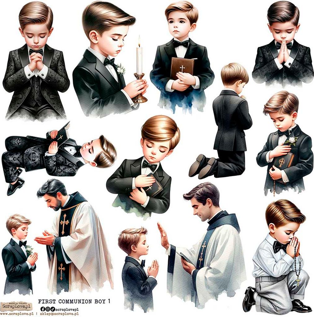 AUFKLEBER ScrapLove Nachbildung Stickers - First Communion Boy 1