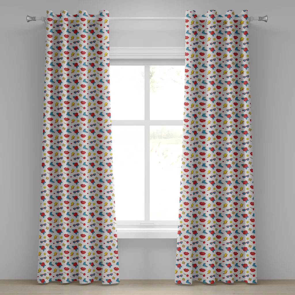 Tenda 2 Pannelli ABAKUHAUS 280x175 cm: Design Pop Art Anni 90 Emoji
