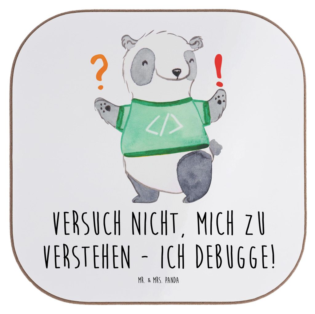 Mr. & Mrs. Panda Untersetzer für Gläser Softwareentwickler Debugging - Weiß - Geschenk, Berufspassion, Beruf, Geschenke mit Herz, Programmierer,...