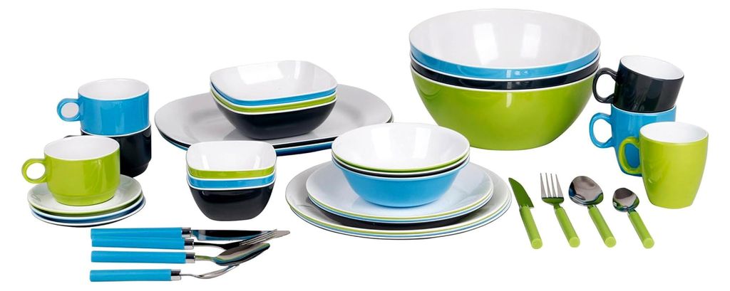 Teller aus 100 % Melamin - 31 x 25 x 3 - zweifarbig grau