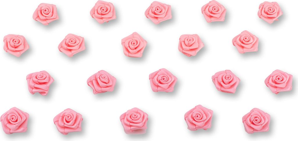 Satinrosen 15mm zum Basteln & Aufnähen 20 Stück Hellrosa