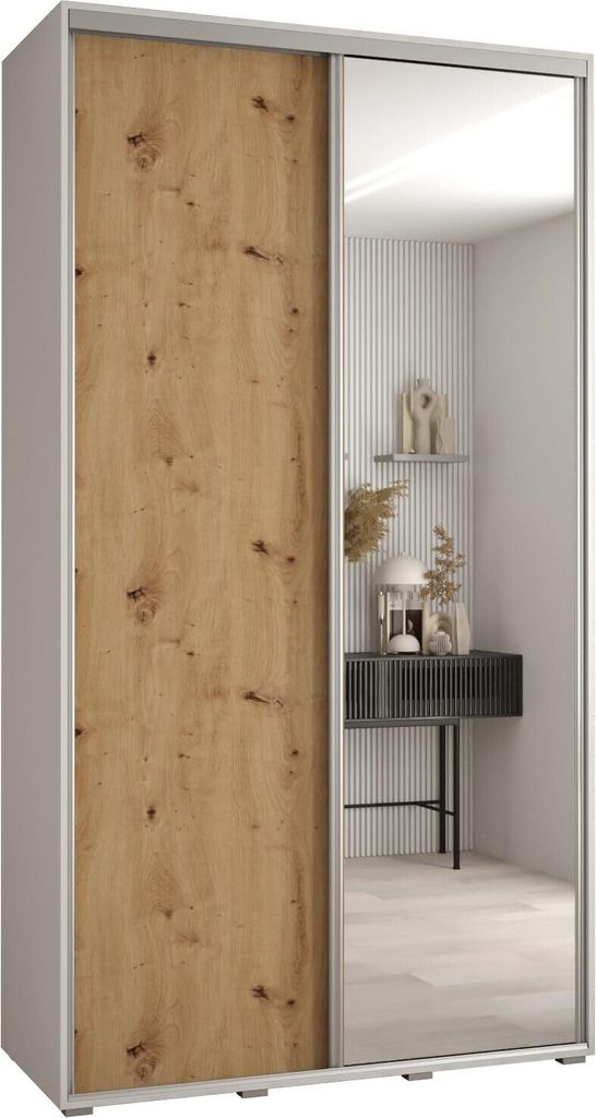 MEBLE KRYSPOL Davos 3 Schrank, zwei Türen - 235,2x130x45 cm - Weiß Artisan Silber