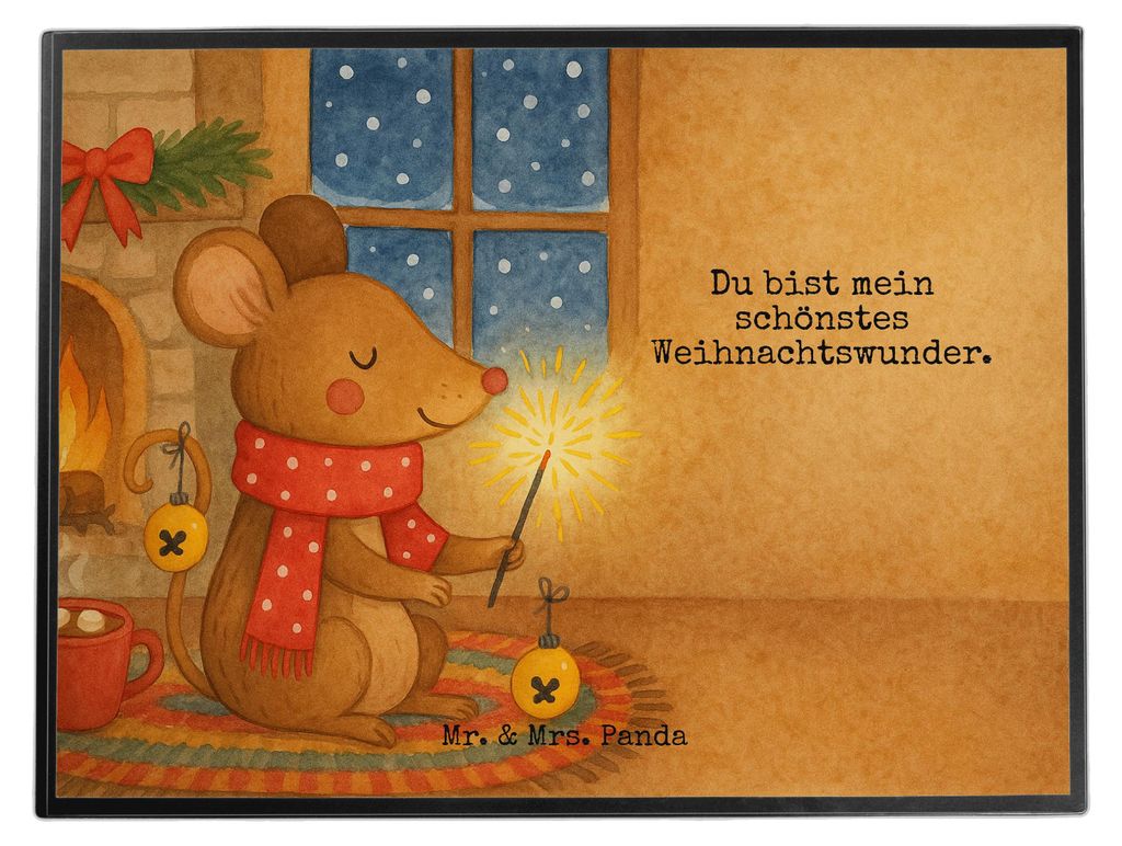 Mr. & Mrs. Panda schreibtischunterlage Maus Weihnachten Design - Weiß - Geschenk, Weihnachtsmotiv, Frohe, Tischschoner, Schreibunterlage, Weihnach...