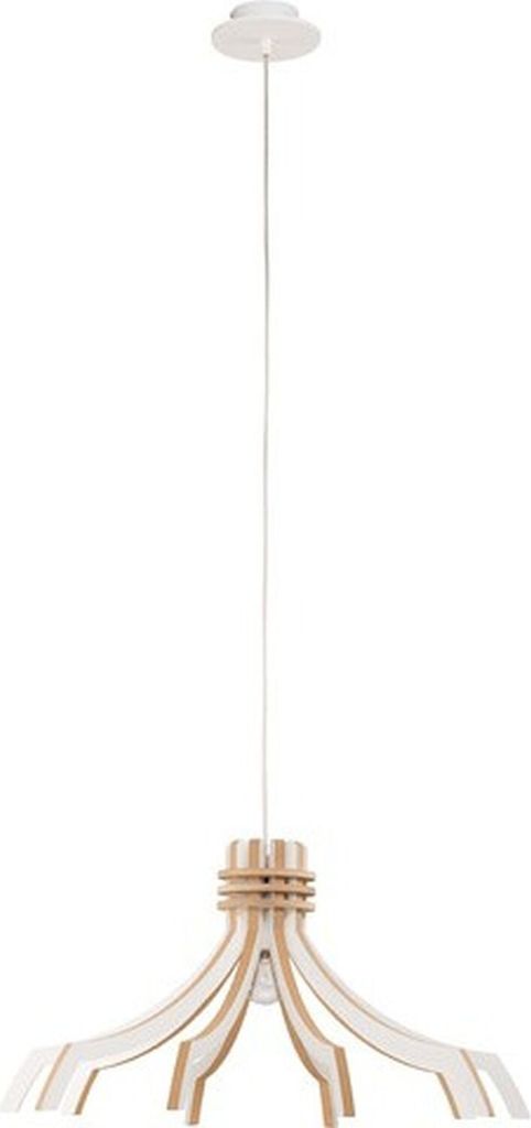 Hängelampe Vintage GRAPE Holz Weiß Ø60cm rund E27 Design Pendelleuchte Wohnzimmer Esszimmer