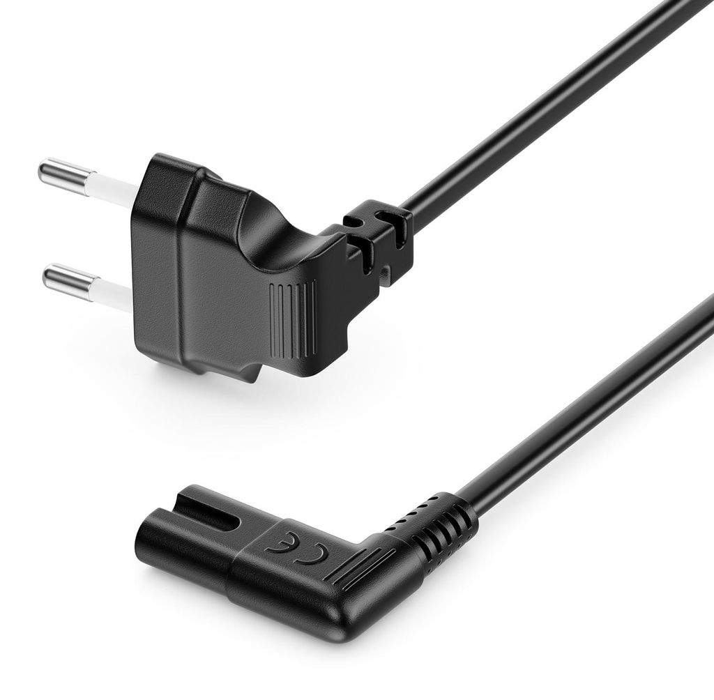 deleyCON 7,5m Netzkabel Eurostecker 90° auf C7 Buchse 90° - Produktbild 