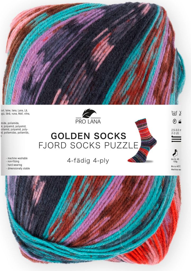 Pro Lana FJORD SOCKS PUZZLE 100 g Stricken zu einem Abenteuer der Formen und Farben 84