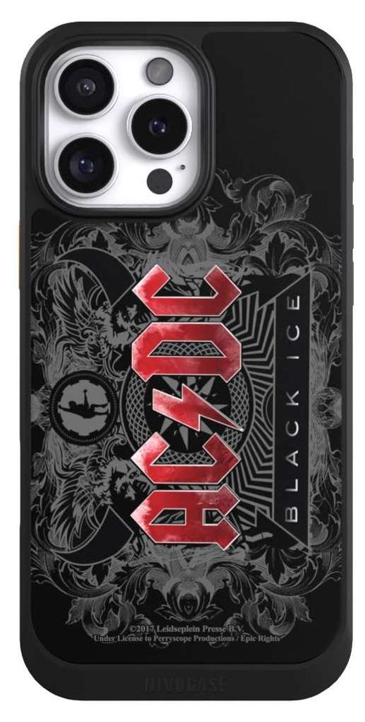 NIVOCASE Hülle für Apple iPhone 16 Pro Max Handyhülle NIVOcore Case Schwarz ACDC Black Ice Fanartikel