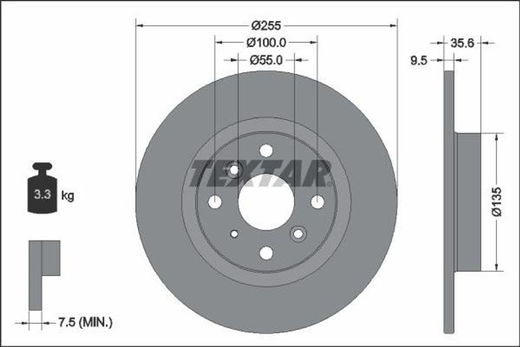 2x TEXTAR Bremsscheibe 92338203 für MAZDA MX-5 IV (ND) 2 Limousine (DL) 35 6mm