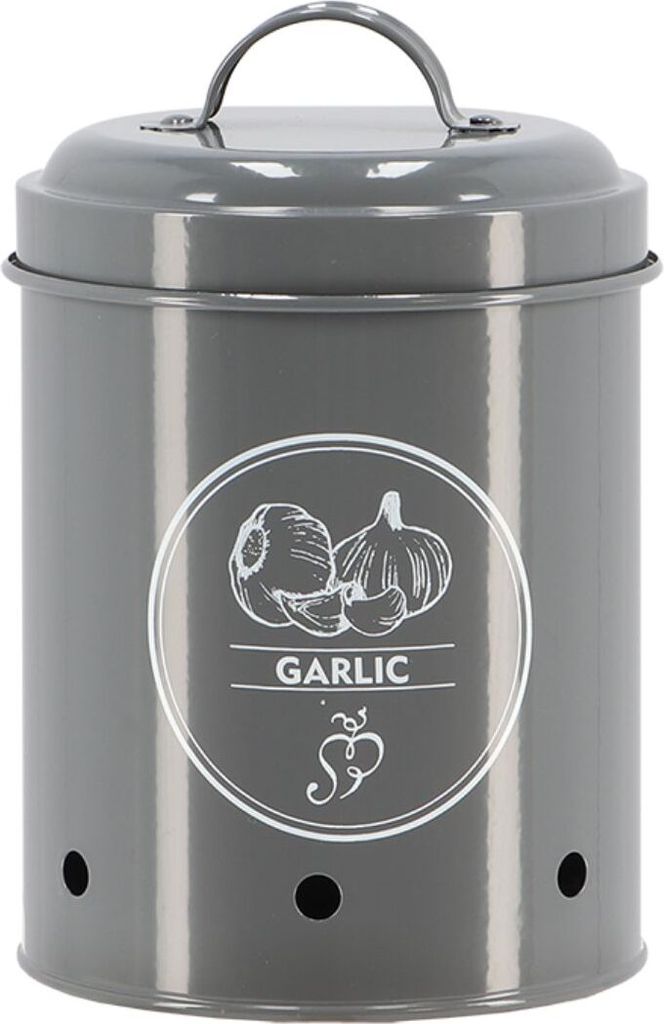 Esschert Design Vorratsdose für Knoblauch Anthrazit aus Metall