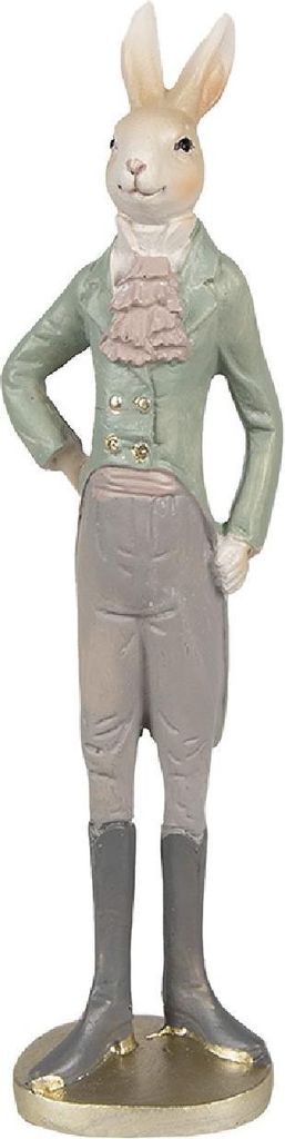 Clayre & Eef Figur Kaninchen 40 cm Beige Grün Polyresin Produktbild 