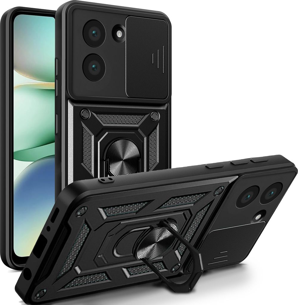 Outdoor Panzer Hülle für Xiaomi Redmi A5 Handyhülle mit Kameraschutz Ringhalter Case in Schwarz