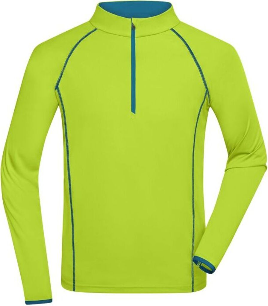 Langarm Funktionsshirt für Fitness und Sport bright-yellow/bright-blue, Gr. M