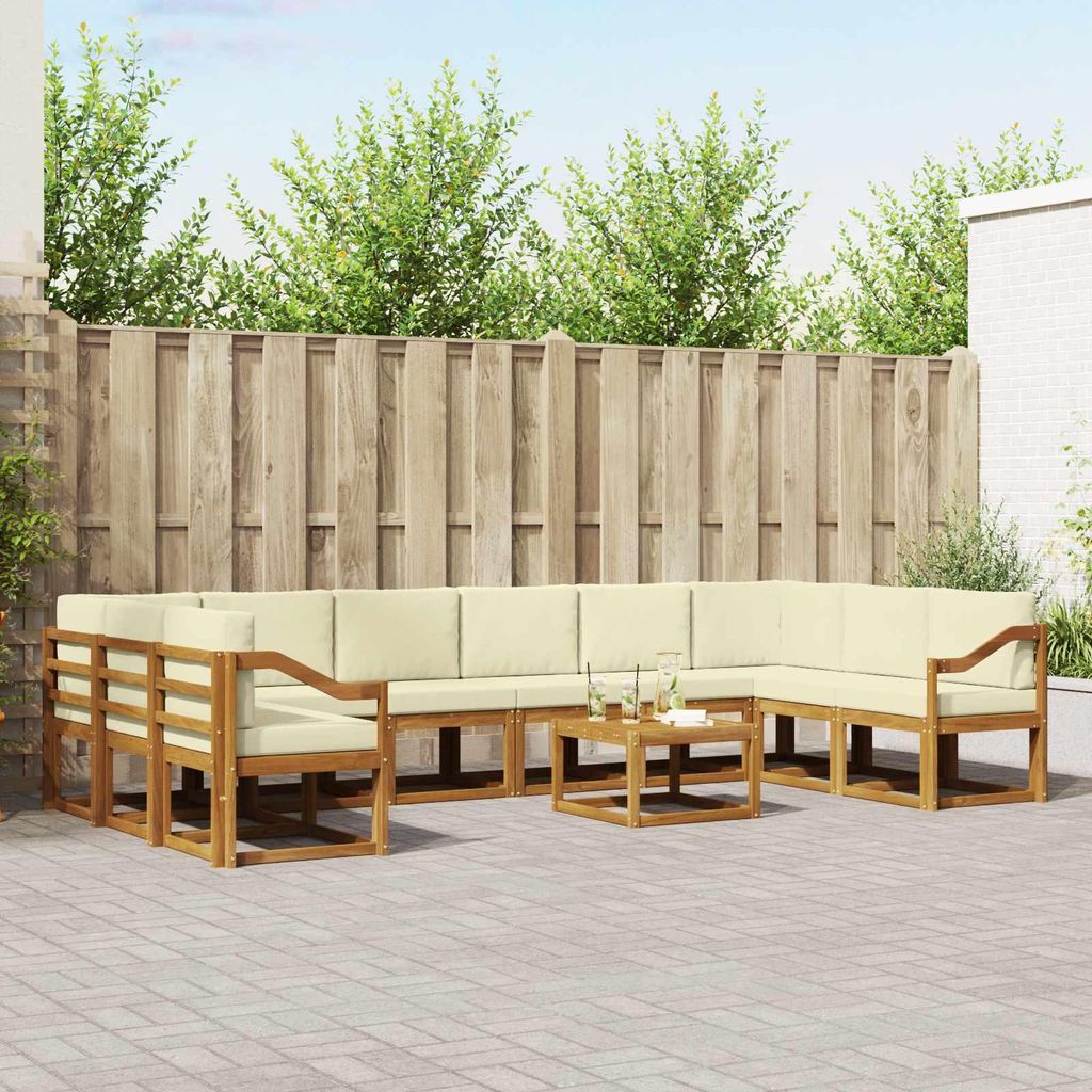 "im Sonderangebot"Outdoor-Sofagarnitur - CLORIS - Balkonmöbe/Sitzgruppe - mit Kissen 11 pcs - Moderne Design - Natur und Creme - Gartensofas Promo...