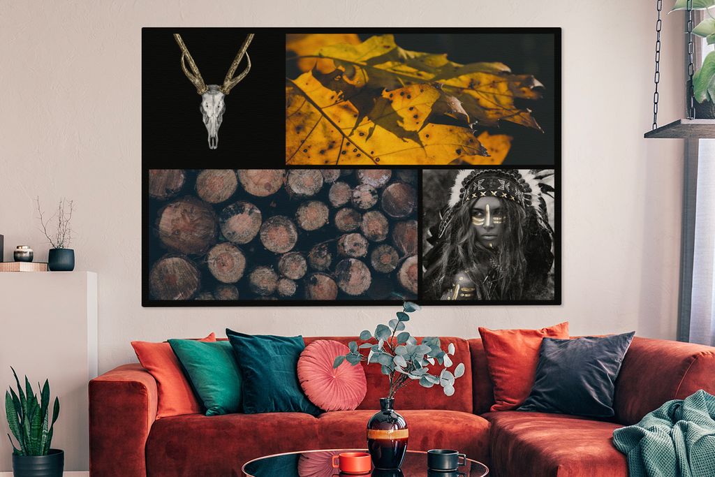 OneMillionCanvasses - Leinwandbilder - 150x100 cm, Collage - Gold - Schwarz - Farbe, Wandbilder Kunstdruck Wanddekoration