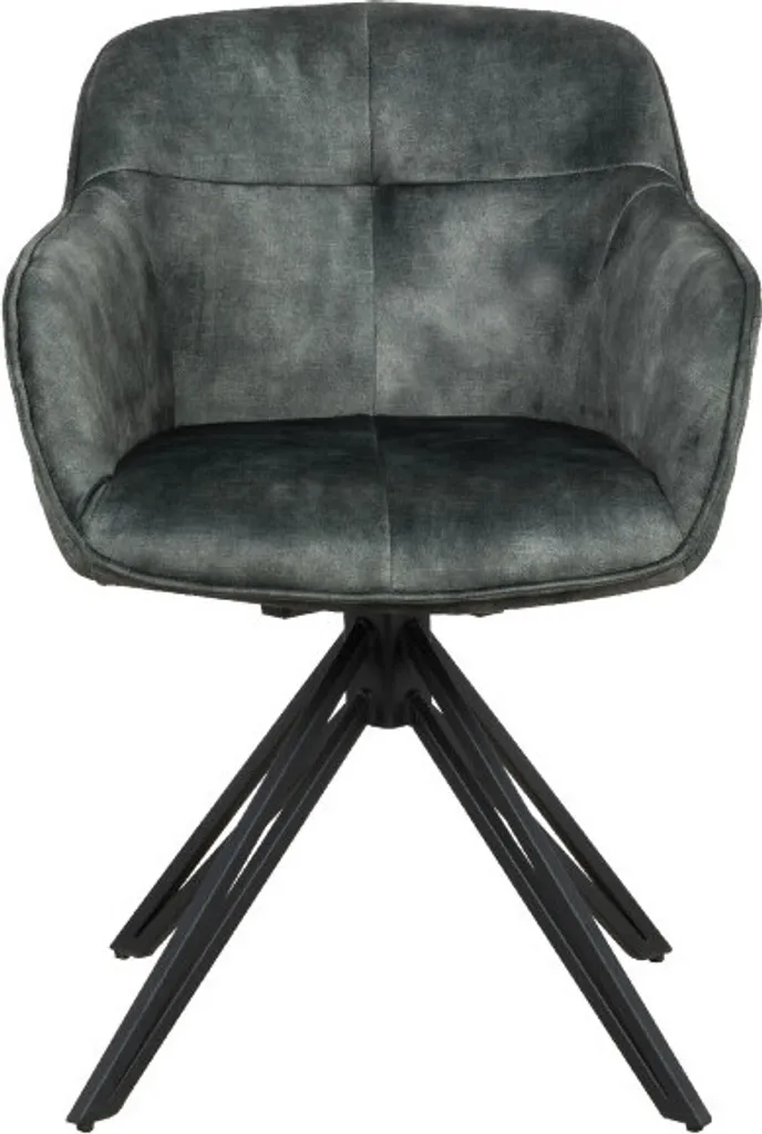Chaise de repas ROCKER vert foncé en tissu polyester et pieds noirs