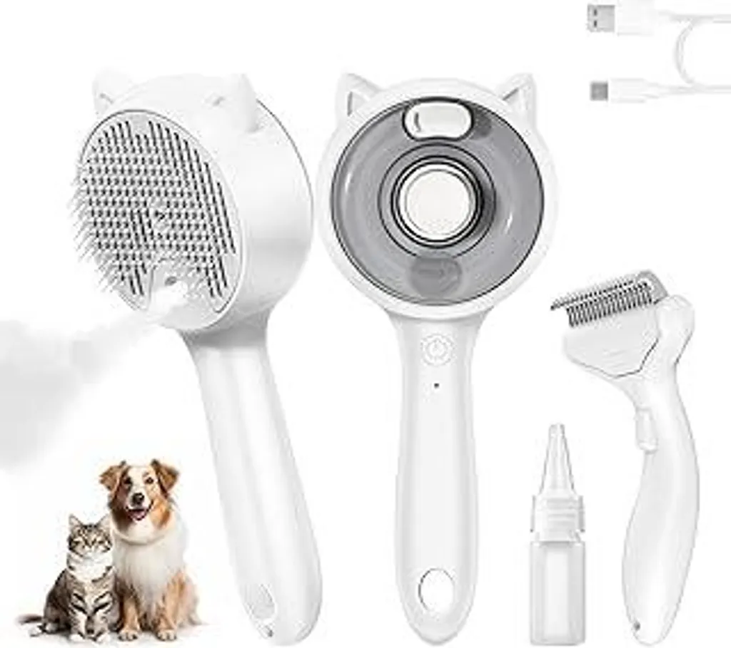 Spazzola a Vapore per Gatti e Cani 2 in 1 - Rimuovi Sottopelo USB