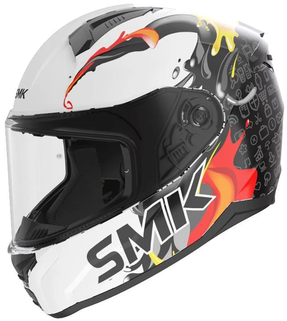 Casque SMK Bionic Kids Splash Blanc Orange Noir Taille S 48 cm pour Enfant