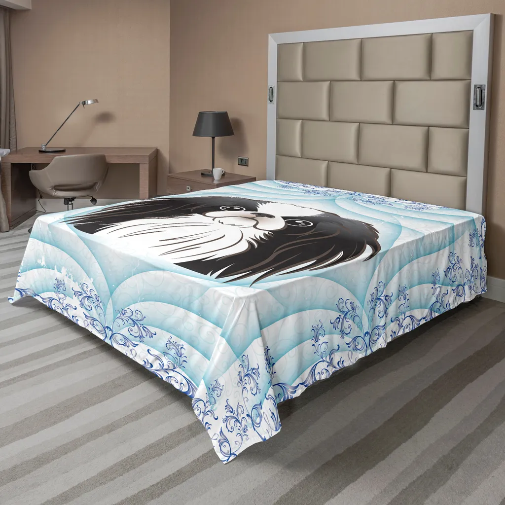 Drap pour Chien Anti-Poils Facile à Laver 260x228 cm Bleu Ciel et Fleurs